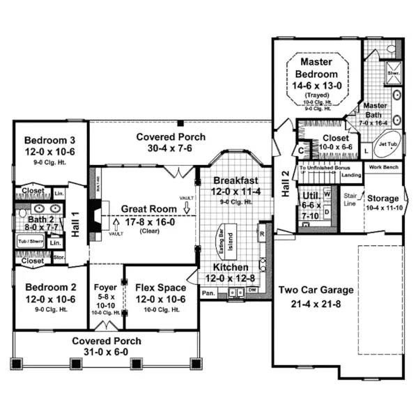 Country House Plan First Floor - Haddonfield Country Home 077D-0097 - Search House Plans and More