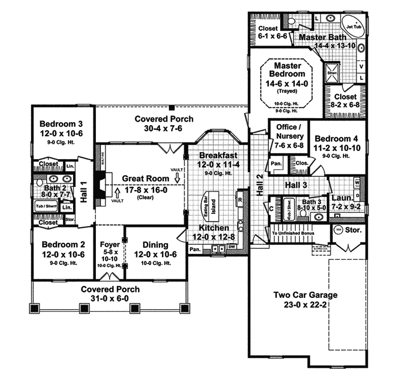 Country House Plan First Floor - Jeremy Country Home 077D-0101 - Search House Plans and More