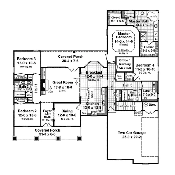 Traditional House Plan First Floor - Jeremy Country Home 077D-0101 - Search House Plans and More