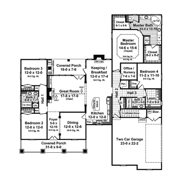 Country House Plan First Floor - Belleau Creek Country Home 077D-0102 - Search House Plans and More