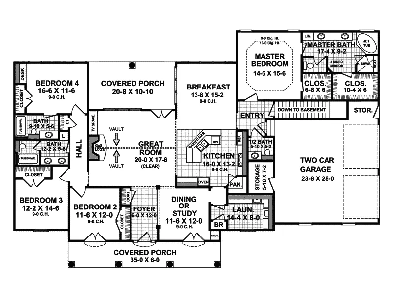 Traditional House Plan First Floor - Woodlawn Point Ranch Home 077D-0103 - Shop House Plans and More