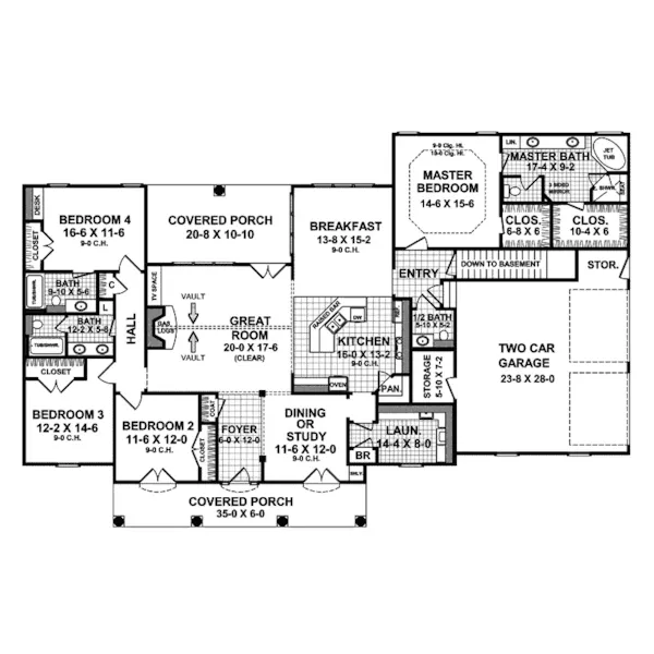 Country House Plan First Floor - Woodlawn Point Ranch Home 077D-0103 - Shop House Plans and More