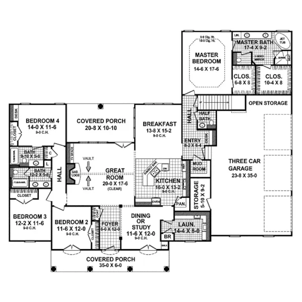 Ranch House Plan First Floor - Doubletree Park Ranch Home 077D-0104 - Search House Plans and More