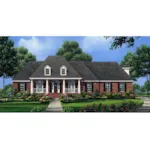 Brick Ranch Equipped With Twin Dormers And Covered Porch