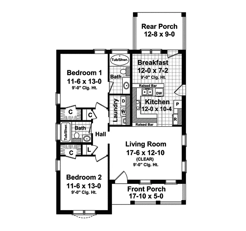 Country House Plan First Floor - Windingpath Country Ranch Home 077D-0105 - Shop House Plans and More