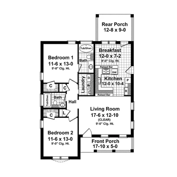 Country House Plan First Floor - Windingpath Country Ranch Home 077D-0105 - Shop House Plans and More