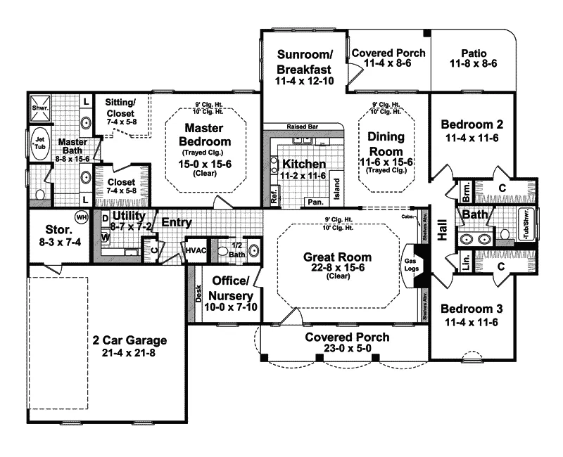 Country House Plan First Floor - Beverly Farm Country Home 077D-0110 - Search House Plans and More