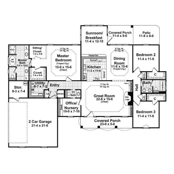 Traditional House Plan First Floor - Beverly Farm Country Home 077D-0110 - Search House Plans and More