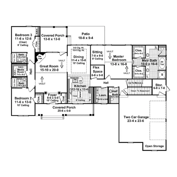 Ranch House Plan First Floor - Einstein Place Country Home 077D-0112 - Search House Plans and More