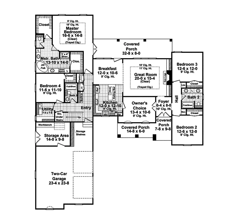 Country House Plan First Floor - Deddington Country Home 077D-0114 - Search House Plans and More
