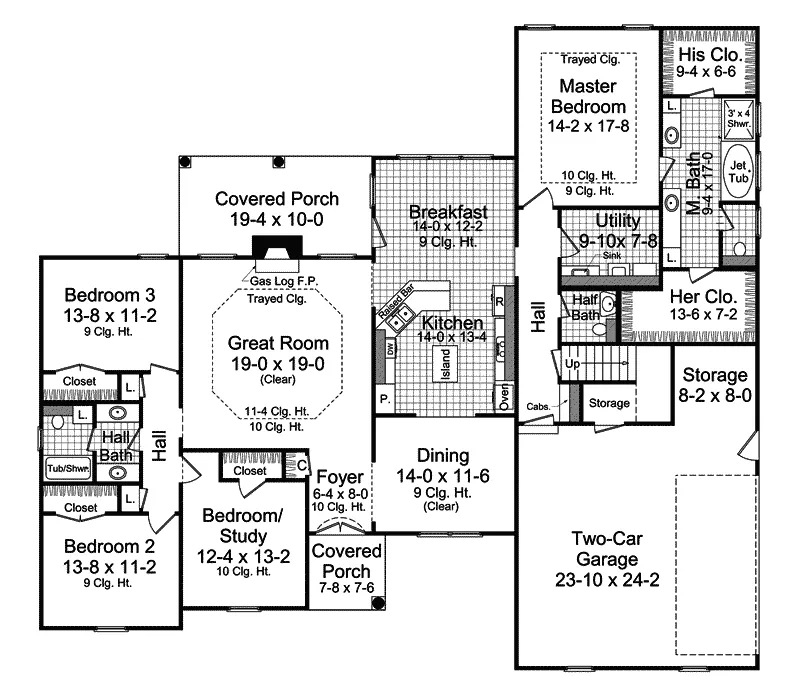 Traditional House Plan First Floor - Rosebury Traditional Home 077D-0115 - Shop House Plans and More