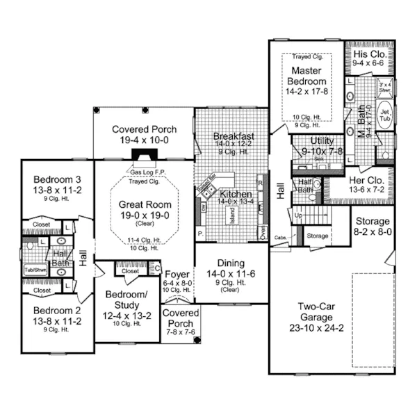 Traditional House Plan First Floor - Rosebury Traditional Home 077D-0115 - Shop House Plans and More