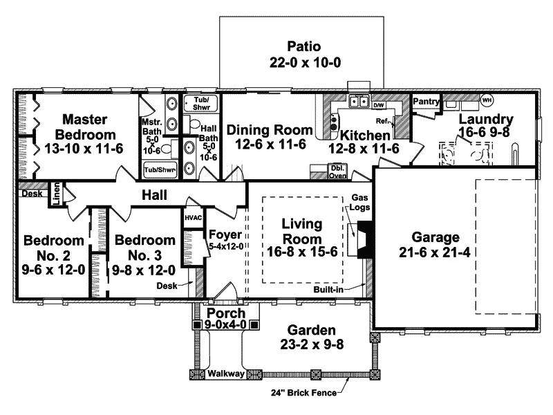 Ranch House Plan First Floor - Nicoma Park Ranch Home 077D-0117 - Shop House Plans and More