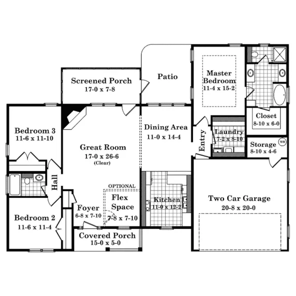 Ranch House Plan First Floor - Sancerre Ranch Home 077D-0118 - Shop House Plans and More