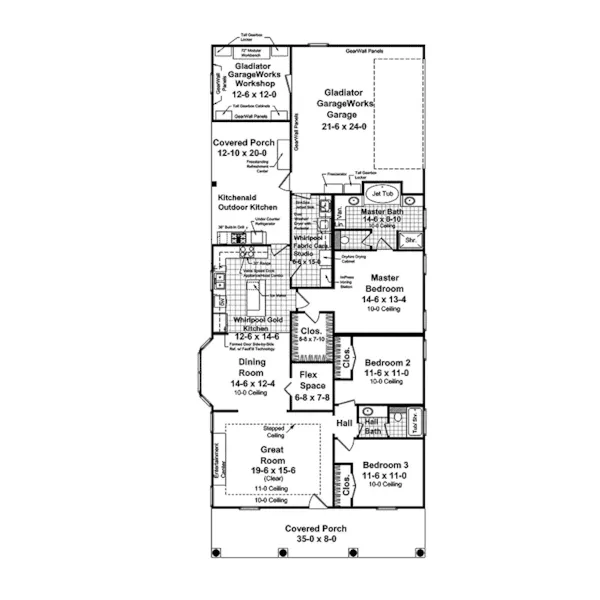 Ranch House Plan First Floor - Manor Hill Ranch Home 077D-0119 - Shop House Plans and More