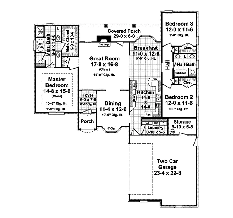 Traditional House Plan First Floor - Sabina Hill Traditional Home 077D-0121 - Shop House Plans and More