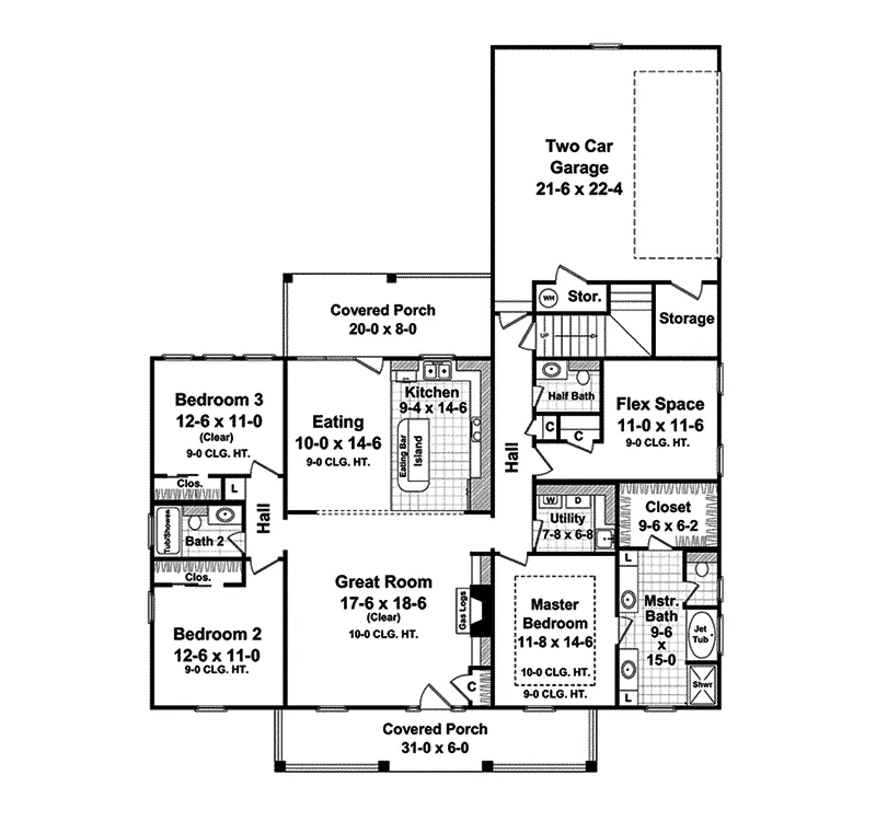 Country House Plan First Floor - Huntington Downs Country Home 077D-0122 - Search House Plans and More