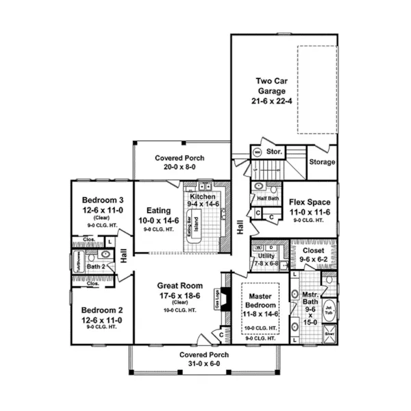 Traditional House Plan First Floor - Huntington Downs Country Home 077D-0122 - Search House Plans and More