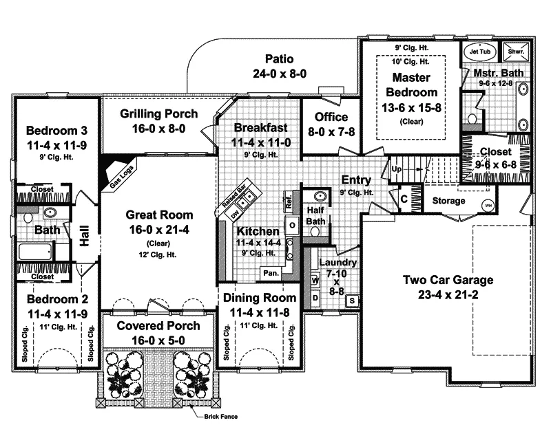 Traditional House Plan First Floor - Burbeck Traditional Ranch Home 077D-0125 - Search House Plans and More