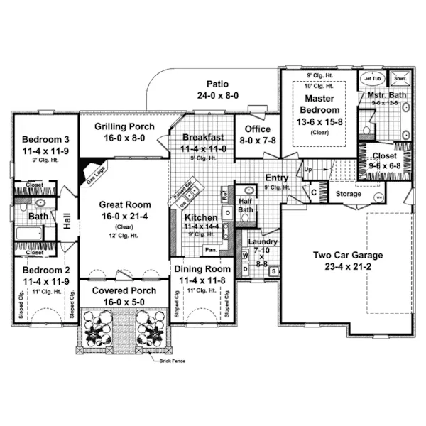 Traditional House Plan First Floor - Ranchmoor Trail Traditional 077D-0126 - Shop House Plans and More