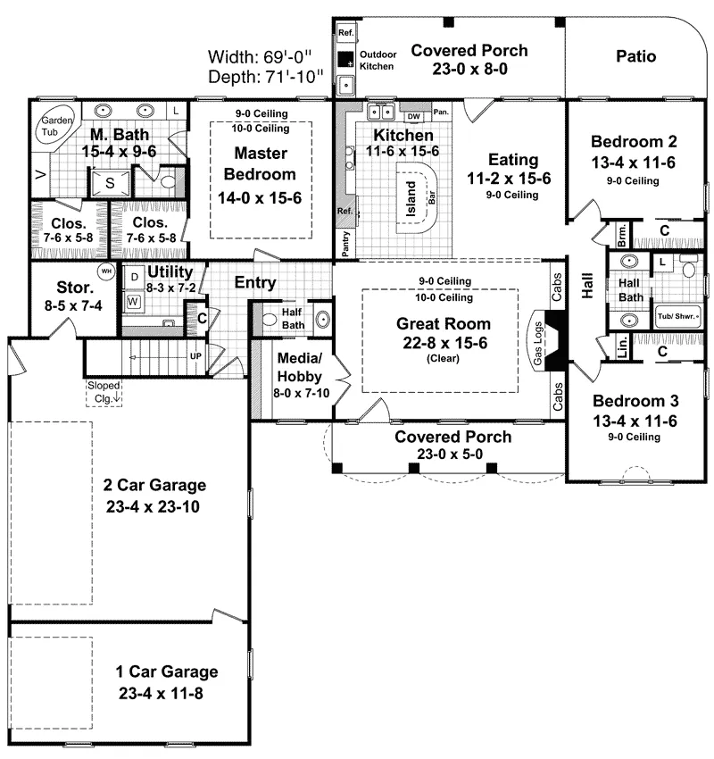Ranch House Plan First Floor - Dannagger Country Home 077D-0129 - Search House Plans and More