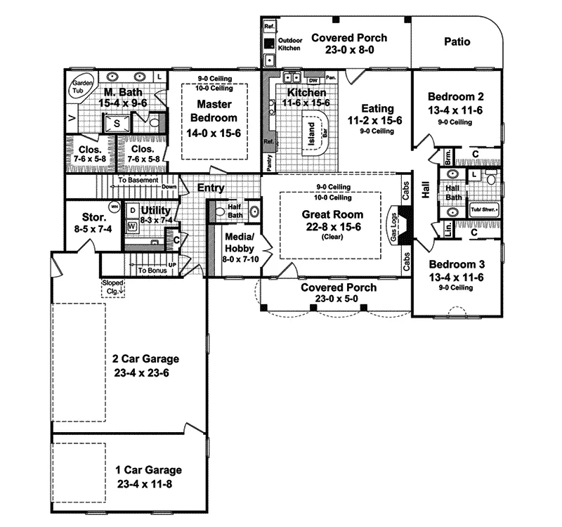 Ranch House Plan First Floor - Jaquetta Country Home 077D-0132 - Search House Plans and More