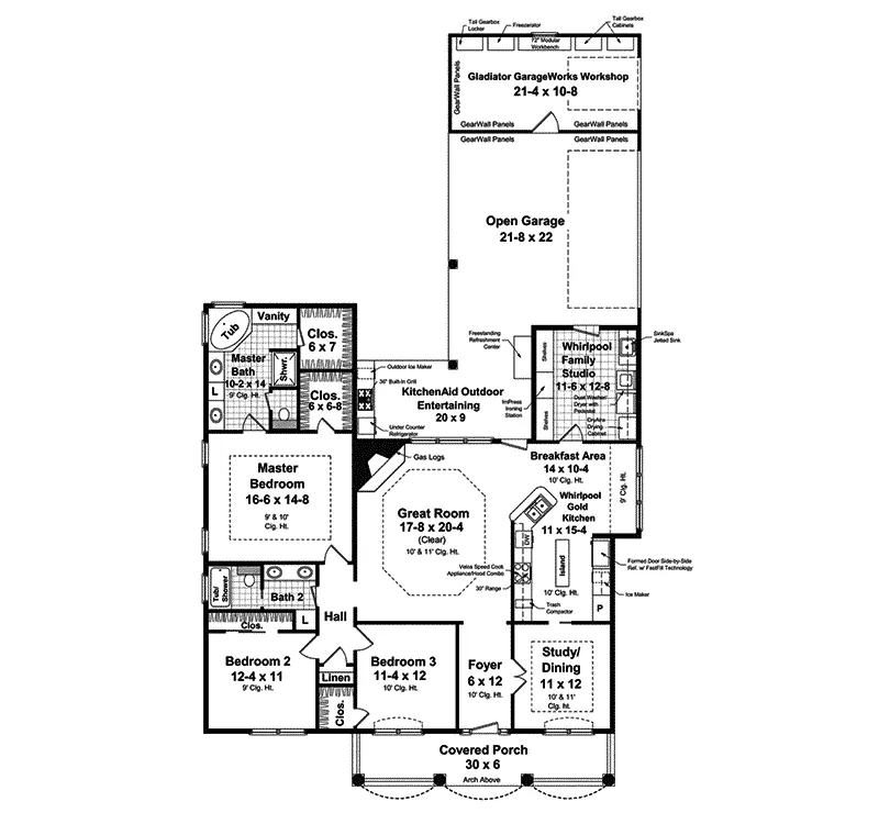 Ranch House Plan First Floor - Douglas Ridge Ranch Home 077D-0134 - Search House Plans and More
