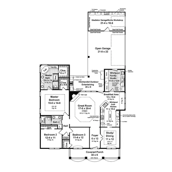 Ranch House Plan First Floor - Douglas Ridge Ranch Home 077D-0134 - Search House Plans and More