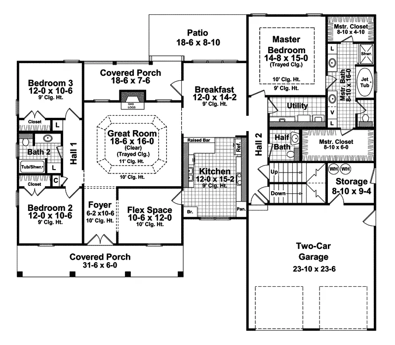 Country French House Plan First Floor - Knollshire Acadian Home 077D-0135 - Search House Plans and More