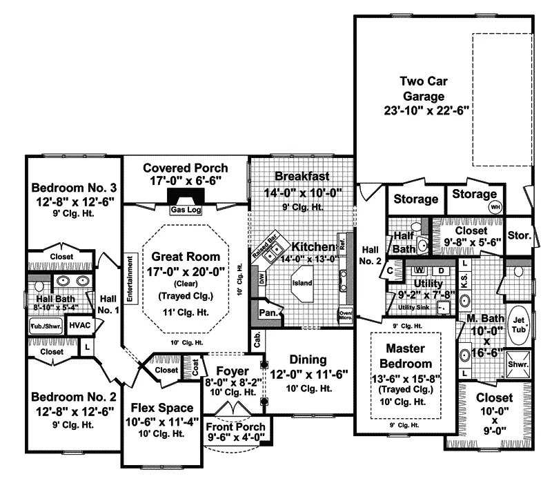 Ranch House Plan First Floor - Indian Crest Ranch Home 077D-0136 - Search House Plans and More