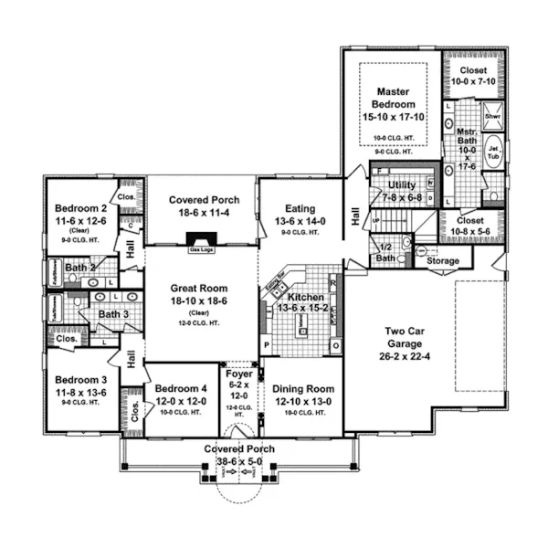 Traditional House Plan First Floor - Autumn Fields Neoclassical Home 077D-0144 - Search House Plans and More