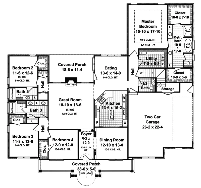 Ranch House Plan First Floor - Autumn Heights Ranch Home 077D-0145 - Search House Plans and More