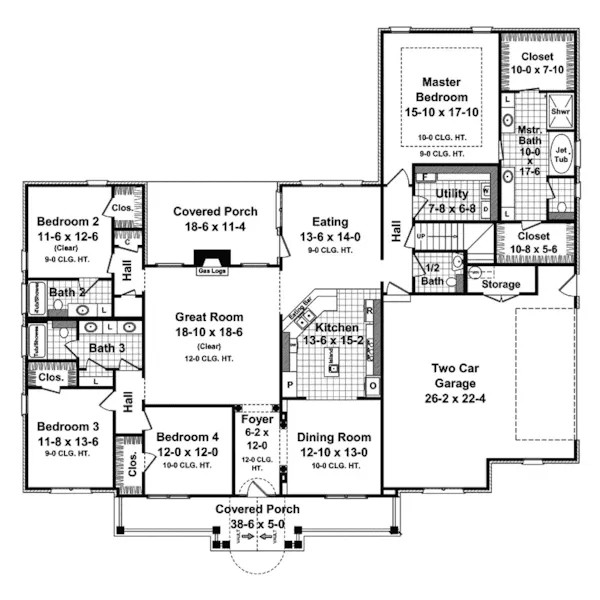 Ranch House Plan First Floor - Autumn Heights Ranch Home 077D-0145 - Search House Plans and More