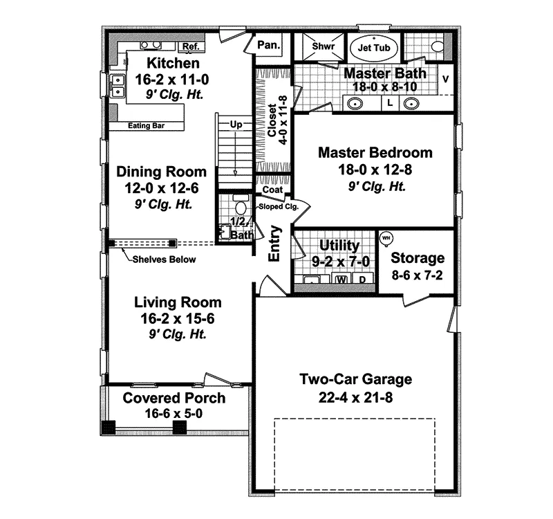 Ranch House Plan First Floor - Westphalia Ridge Craftsman Home 077D-0146 - Shop House Plans and More