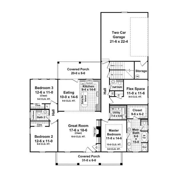 Traditional House Plan First Floor - Stoney Brook Country Home 077D-0147 - Shop House Plans and More