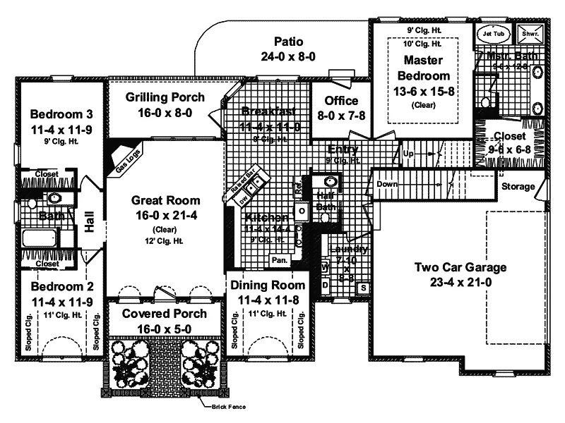 Traditional House Plan First Floor - Ravencreek Ranch Home 077D-0148 - Shop House Plans and More