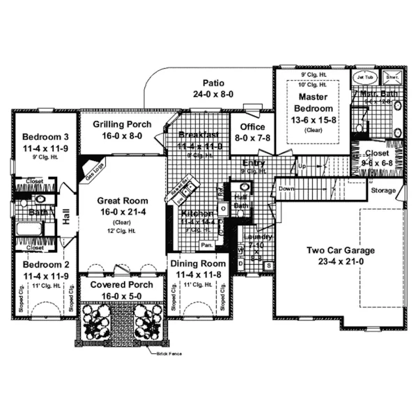 Traditional House Plan First Floor - Ravencreek Ranch Home 077D-0148 - Shop House Plans and More