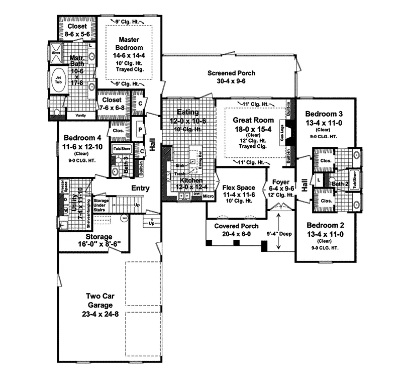 Ranch House Plan First Floor - Regency Cove Traditional Home 077D-0151 - Shop House Plans and More