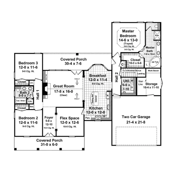 Country French House Plan First Floor - Creole Creek Country French 077D-0154 - Search House Plans and More