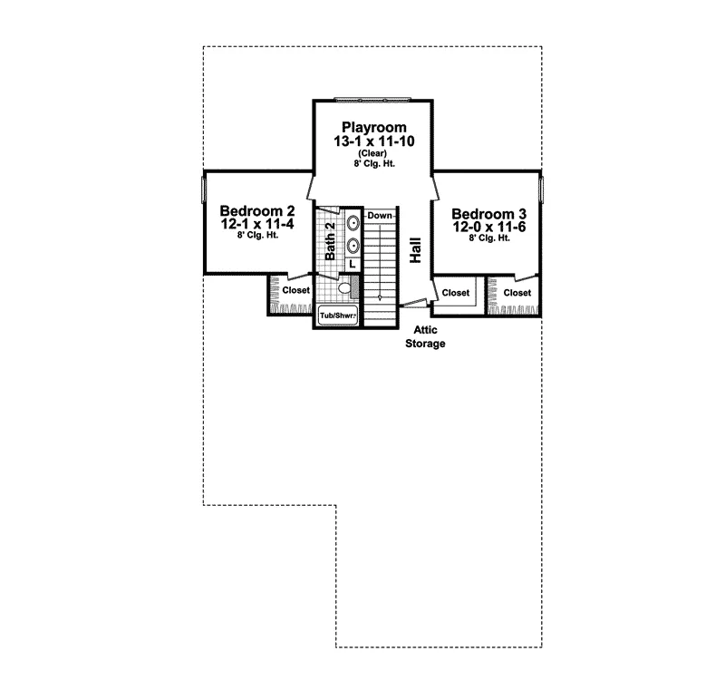 Ranch House Plan Second Floor - Bella Arts And Crafts Home 077D-0155 - Search House Plans and More