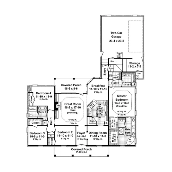 Ranch House Plan First Floor - Wellshire One-Level Home 077D-0156 - Shop House Plans and More