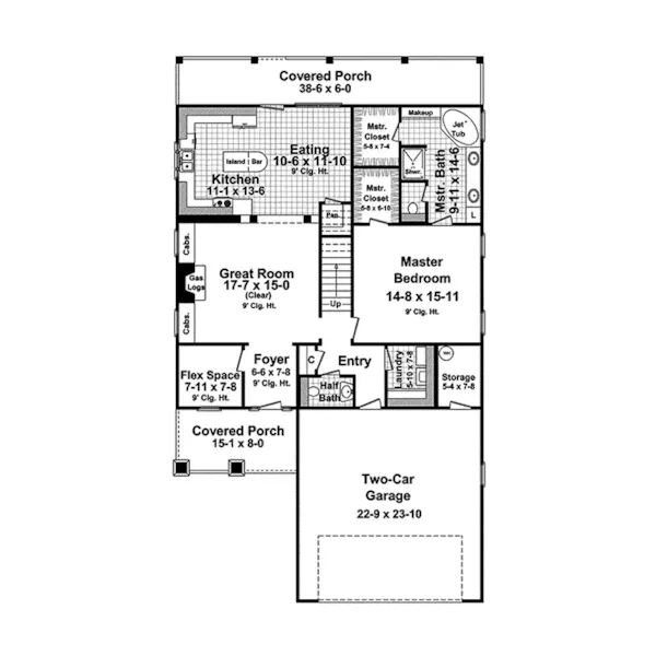 Ranch House Plan First Floor - Geiser Brook Craftsman Home 077D-0157 - Search House Plans and More