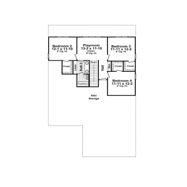 Ranch House Plan Second Floor - Geiser Brook Craftsman Home 077D-0157 - Search House Plans and More