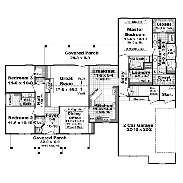 Traditional House Plan First Floor - Leffingwell Traditional Home 077D-0159 - Shop House Plans and More