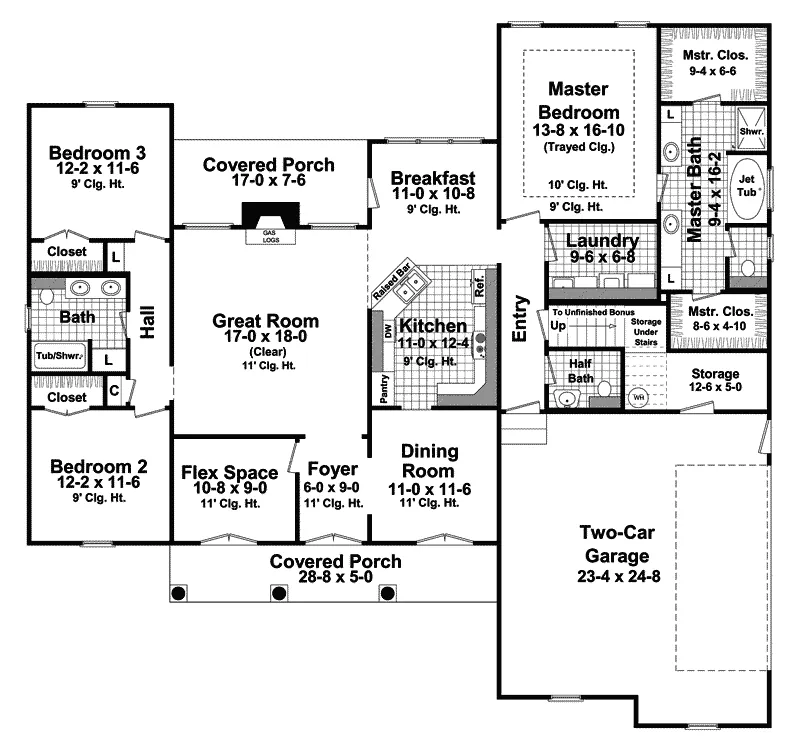 Traditional House Plan First Floor - Somerset Park Southern Home 077D-0160 - Shop House Plans and More