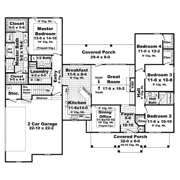 Ranch House Plan First Floor - Leighton Place Traditional Home 077D-0161 - Shop House Plans and More