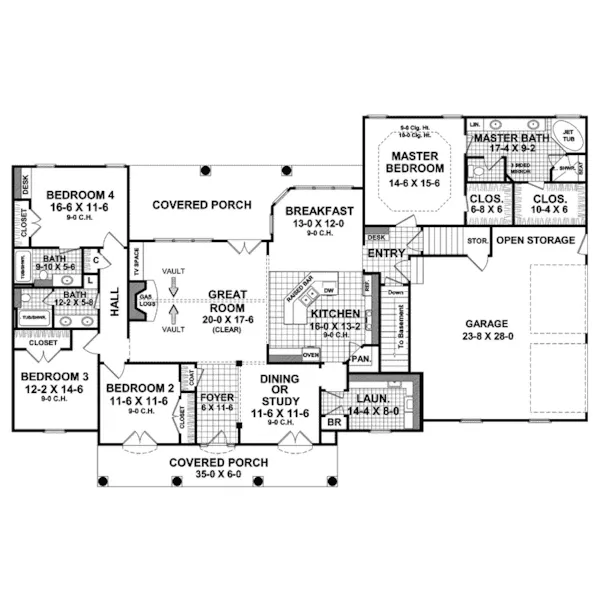 Country House Plan First Floor - Eastmont Lake Southern Home 077D-0162 - Search House Plans and More