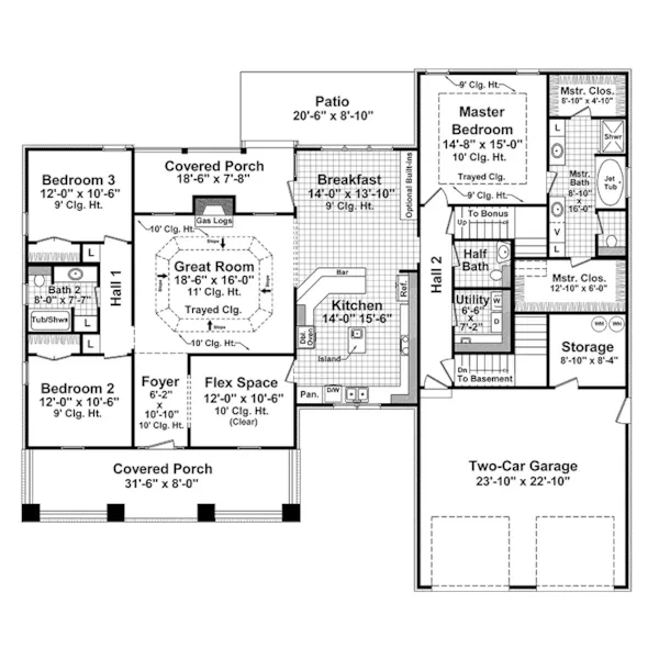 Arts & Crafts House Plan First Floor - Oakmont Hill Craftsman Home 077D-0164 - Shop House Plans and More