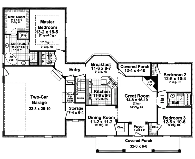 Southern House Plan First Floor - Horseshoe Ridge Plantation Home 077D-0166 - Search House Plans and More