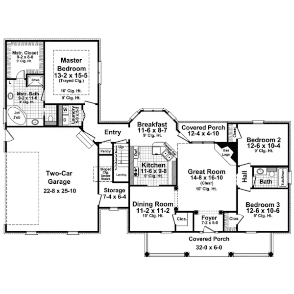 Traditional House Plan First Floor - Horseshoe Ridge Plantation Home 077D-0166 - Search House Plans and More